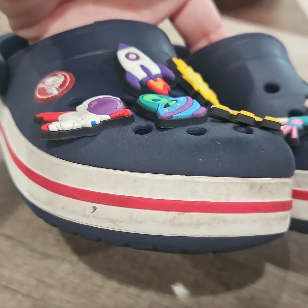 Kids Navy Clogs with Fun Space Charms